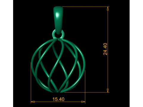 Golden Orb Cage Pendant 3D Model
