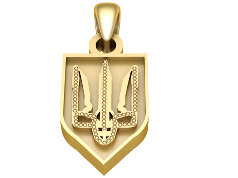 Golden Trident Emblem Pendant 3D Model