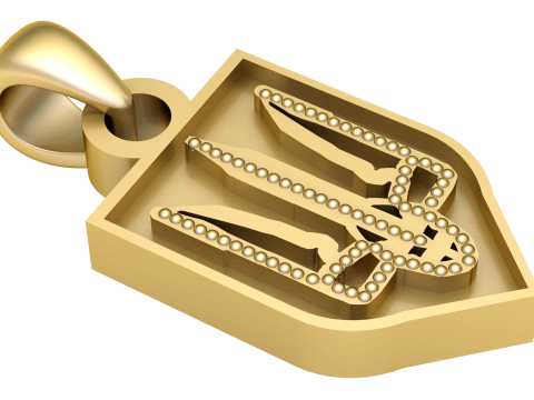 ゴールデントライデントエンブレムペンダント 3Dモデル