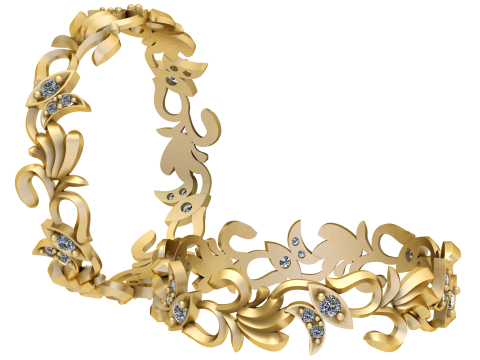 Floral Vine Diamond Band 3D Model