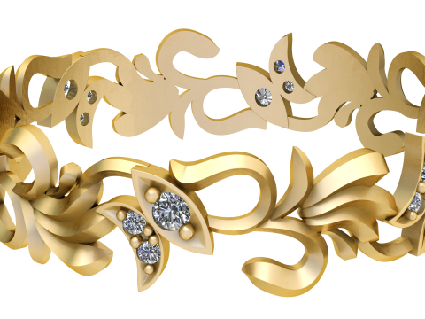 Floral Vine Diamond Band Model 3D