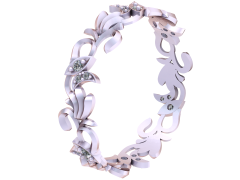 Floral Vine Diamond Band Model 3D