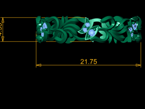 Floral Vine Diamond Band Model 3D
