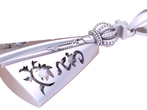 Golden Virgin Mary Crowned Pendant 3D 模型