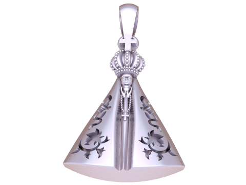 Golden Virgin Mary Crowned Pendant 3D 模型
