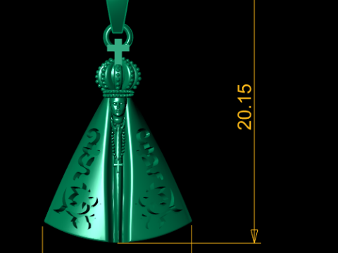 Golden Virgin Mary Crowned Pendant 3D 模型