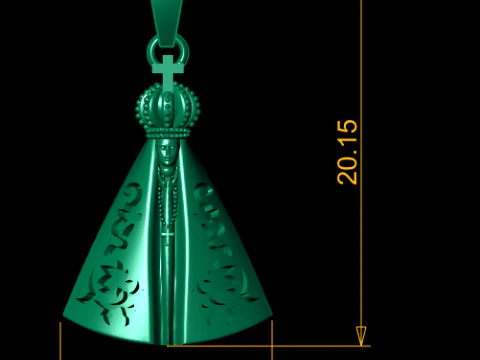 Golden Virgin Mary Crowned Pendant 3D Model