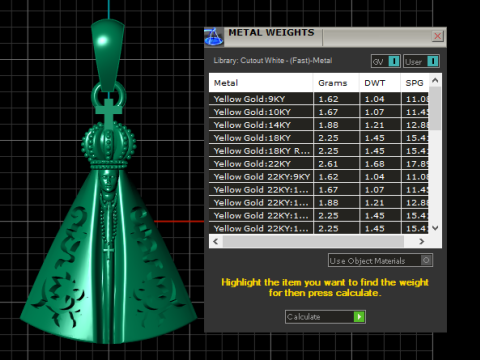 Golden Virgin Mary Crowned Pendant 3D 模型