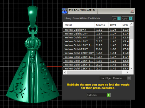 Golden Virgin Mary Crowned Pendant 3D Model