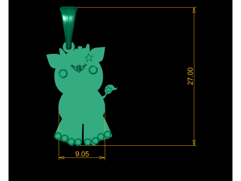 Goldener Cartoon-Kuh-Anhänger 3D Modell