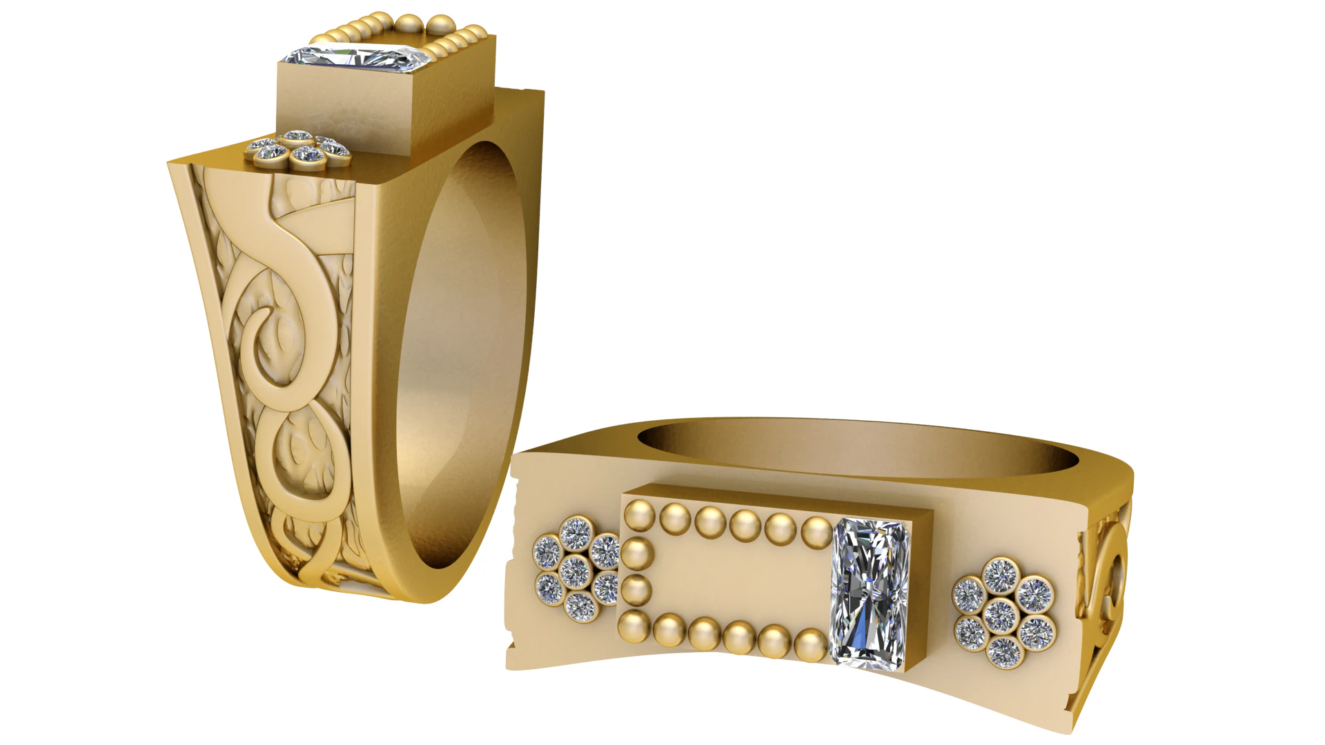 Regal Sapphire Crest Ring 3D Model .c4d .max .obj .3ds .fbx .stl .blend