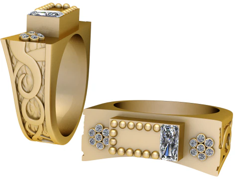 Anello con stemma di zaffiro regale Modello 3D