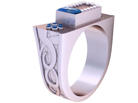 Regal Sapphire Crest Ring 3D Model