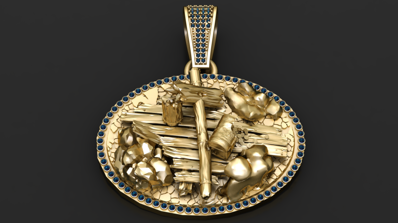 ROUND GOLD PENDANT 3D GOLD PRINTABLE MODEL 3D Print Model .c4d .max .obj .3ds .fbx .stl .blend 
