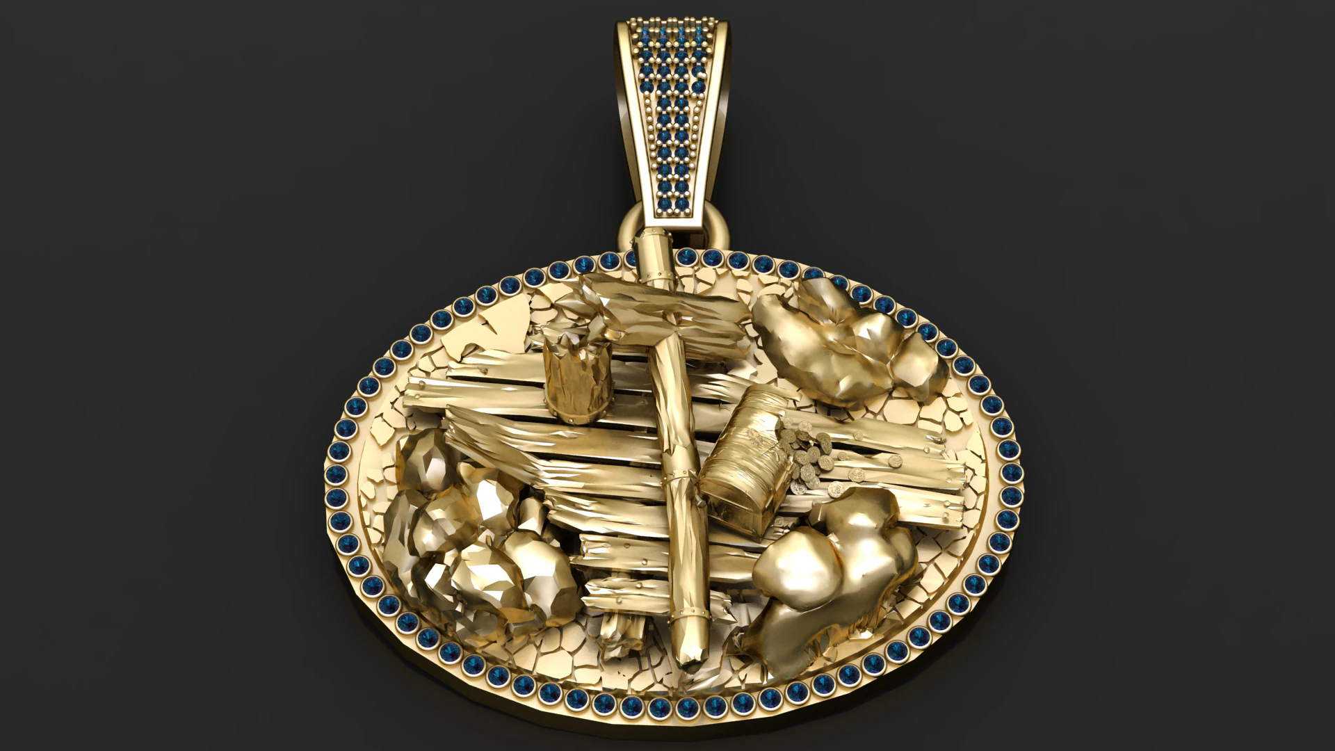 ROUND GOLD PENDANT 3D GOLD PRINTABLE MODEL 3D Print Model .c4d .max .obj .3ds .fbx .stl .blend