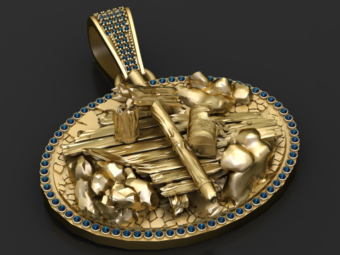 ROUND GOLD PENDANT 3D GOLD PRINTABLE MODEL 3D Print Model