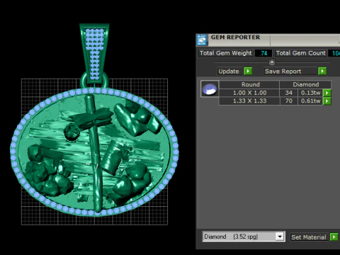 ROUND GOLD PENDANT 3D GOLD PRINTABLE MODEL 3D Print Model