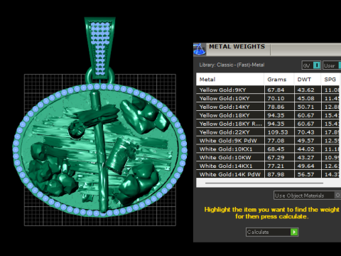 ROUND GOLD PENDANT 3D GOLD PRINTABLE MODEL 3D Print Model
