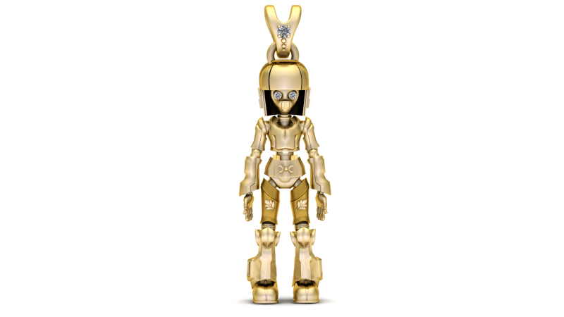 ゴールデン ROBBOT ペンダント 3D 印刷可能モデル 3Dプリントモデル .c4d .max .obj .3ds .fbx .stl .blend 
