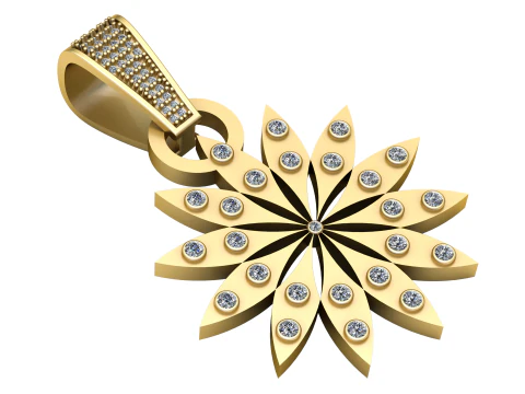 FLOWER GOLD PENDANT 3D PRINTABLE MODEL 3D Print Model