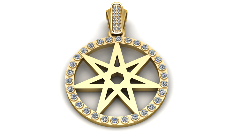 ROUND GOLD STAR PENDANT 3D PRINTABLE MODEL 3D 打印模型 .c4d .max .obj .3ds .fbx .stl .blend 