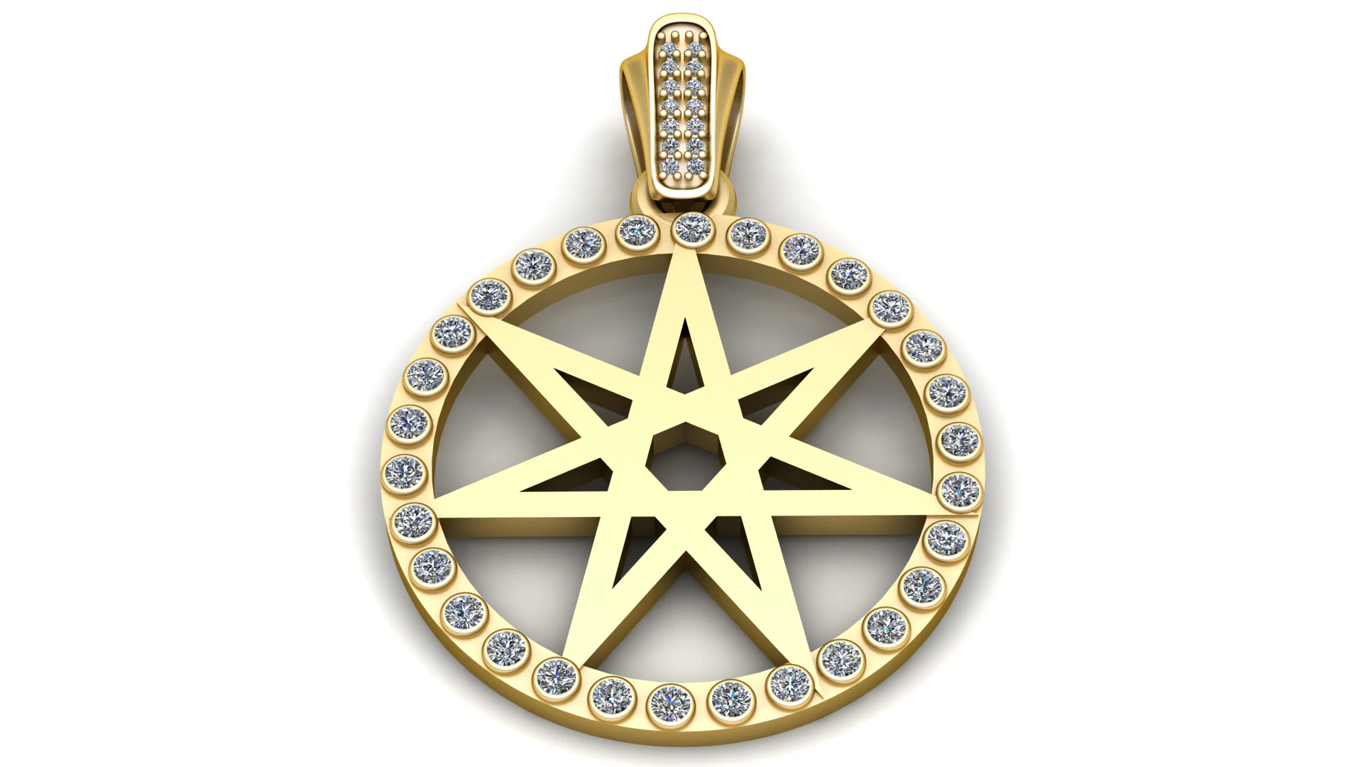 ROUND GOLD STAR PENDANT 3D PRINTABLE MODEL 3D Print Model .c4d .max .obj .3ds .fbx .stl .blend 