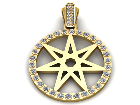 ROUND GOLD STAR PENDANT 3D PRINTABLE MODEL 3D 프린트 모델