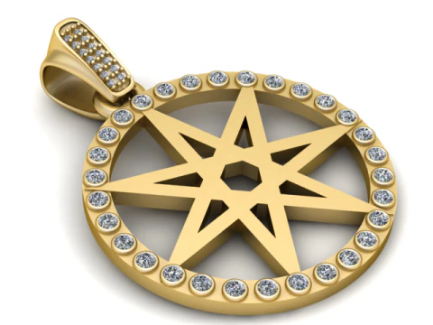 ROUND GOLD STAR PENDANT 3D PRINTABLE MODEL 3D Print Model