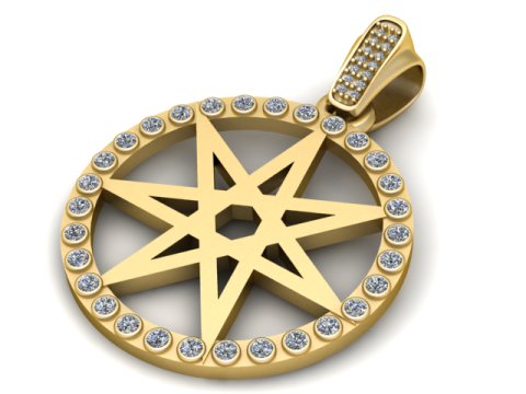 ROUND GOLD STAR PENDANT 3D PRINTABLE MODEL 3D 打印模型
