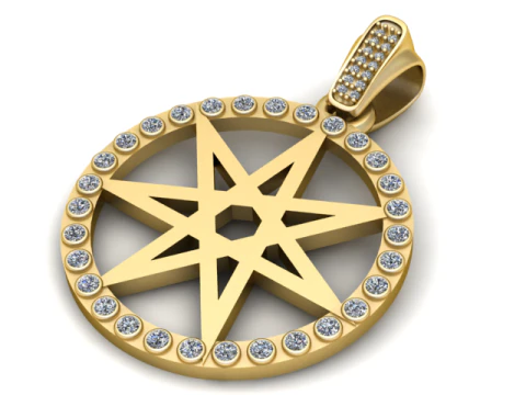 ROUND GOLD STAR PENDANT 3D PRINTABLE MODEL 3D Print Model