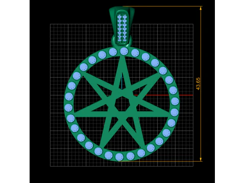 ROUND GOLD STAR PENDANT 3D PRINTABLE MODEL 3D Print Model