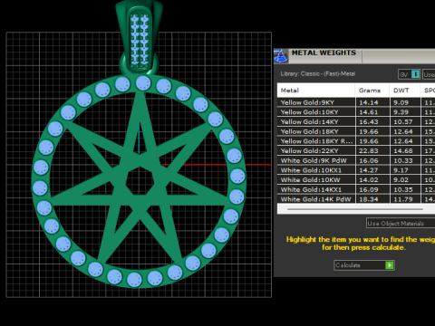ROUND GOLD STAR PENDANT 3D PRINTABLE MODEL 3D 打印模型