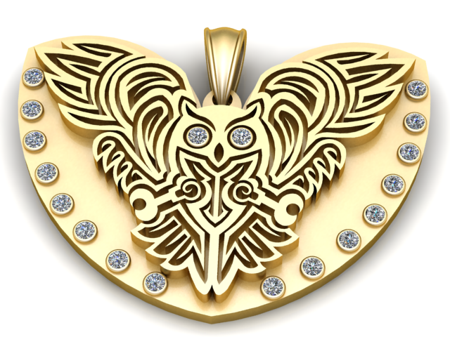 Owl Spirit Pendant 3D PRINTABLE MODEL 3D Print Model .c4d .max .obj .3ds .fbx .stl .blend 