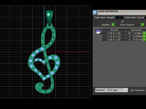 Treble Clef Heart Pendant 3D PRINTABLE MODEL 3Dプリントモデル