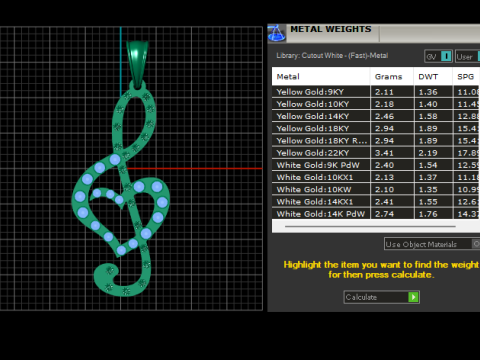 Treble Clef Heart Pendant 3D PRINTABLE MODEL 3Dプリントモデル