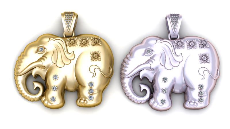 ELEPHANT GOLD PENDANT 3D PRINATBLE MODEL 3D 打印模型 .c4d .max .obj .3ds .fbx .stl .blend 