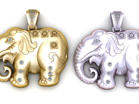 COLGANTE DE ORO ELEFANTE MODELO IMPRIMIBLE EN 3D Modelo de impresión 3D