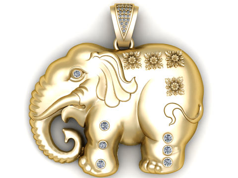 ELEPHANT GOLD PENDANT 3D PRINATBLE MODEL 3D 打印模型