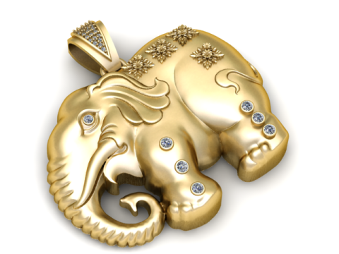 ELEPHANT GOLD PENDANT 3D PRINATBLE MODEL 3D 打印模型