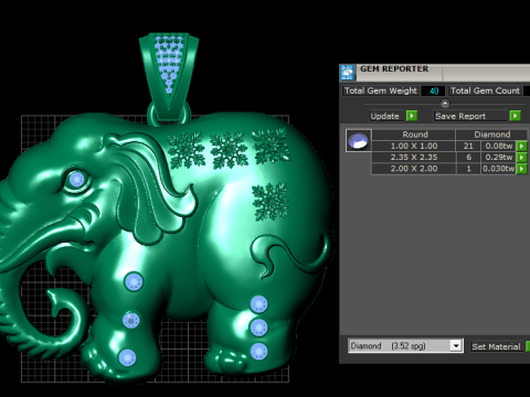 ELEPHANT GOLD PENDANT 3D PRINATBLE MODEL 3D 打印模型