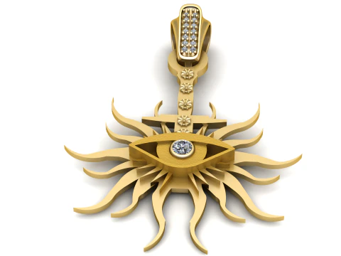 Golden Eye Sunburst PENDANT 3D GOLDPRINTABEL MODEL 3D Print Model