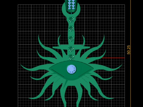 Golden Eye Sunburst PENDANT 3D GOLDPRINTABEL MODEL Model do druku 3D