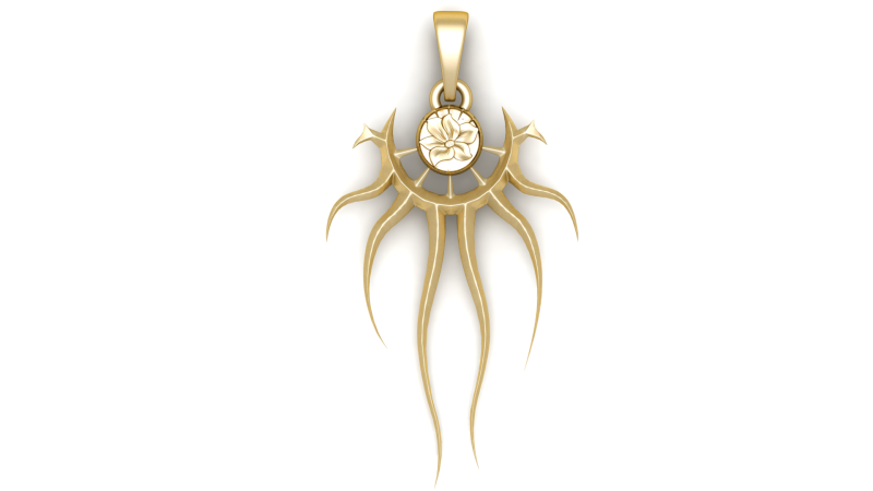 Golden Moon Pendant 3D printABLE MODEL Modello di stampa 3D .c4d .max .obj .3ds .fbx .stl .blend