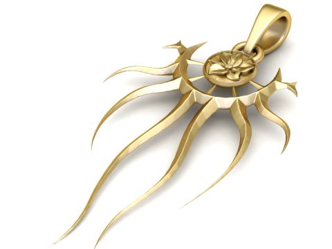 Golden Moon Pendant 3D printABLE MODEL Modello di stampa 3D