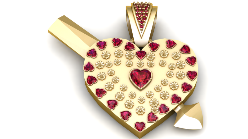 HEART GOLD PENDANT 3D PRINTABLE MODEL 3D printmodel .c4d .max .obj .3ds .fbx .stl .blend 