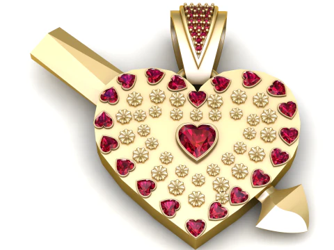 PINGENTE DE OURO CORA&Ccedil;&Atilde;O 3D IMPRIM&Iacute;VEL MODELO Modelo de Impressão 3D