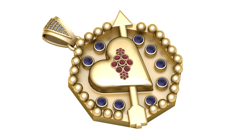 Cupids Heart Arrow Pendant 3D Model .c4d .max .obj .3ds .fbx .stl .blend