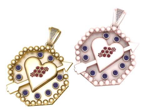 Cupids Heart Arrow Pendant 3D Model