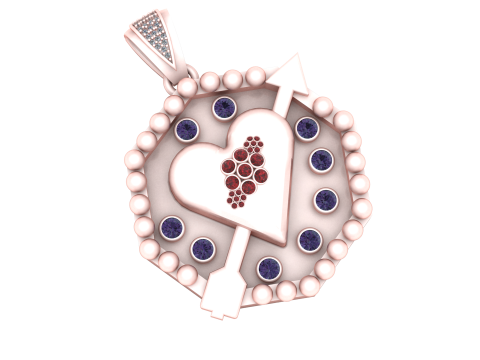 Cupids Heart Arrow Pendant 3D Model