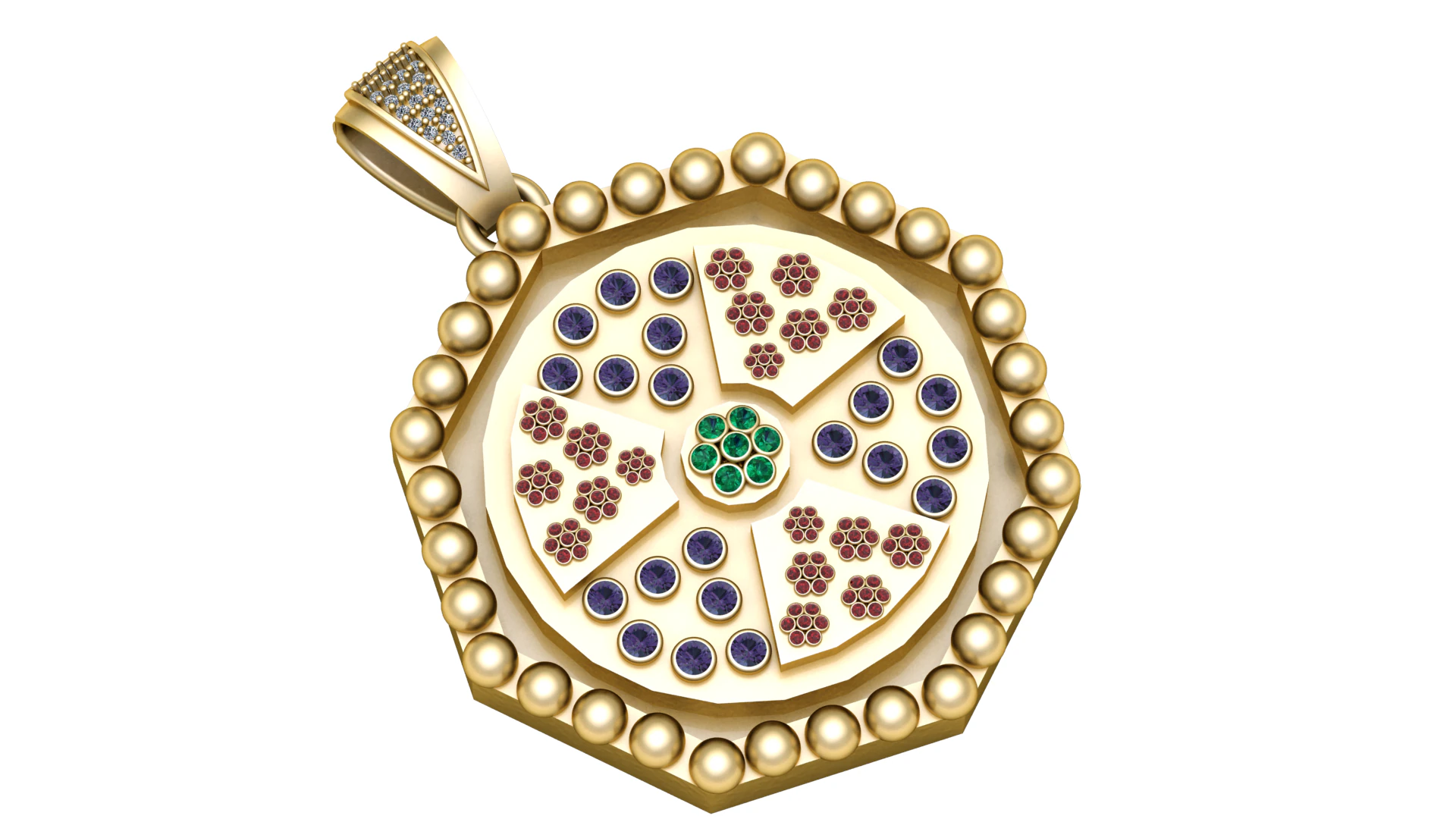 Royal Mandala Gem Pendant 3D Model .c4d .max .obj .3ds .fbx .stl .blend